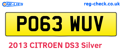 PO63WUV are the vehicle registration plates.