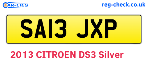 SA13JXP are the vehicle registration plates.