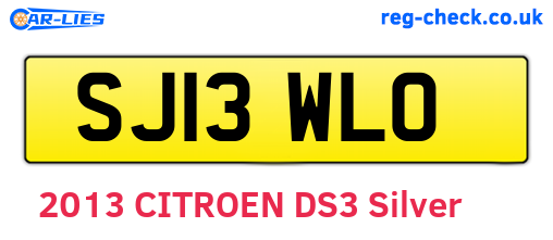 SJ13WLO are the vehicle registration plates.