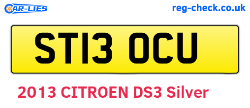 ST13OCU are the vehicle registration plates.