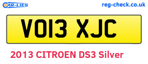 VO13XJC are the vehicle registration plates.