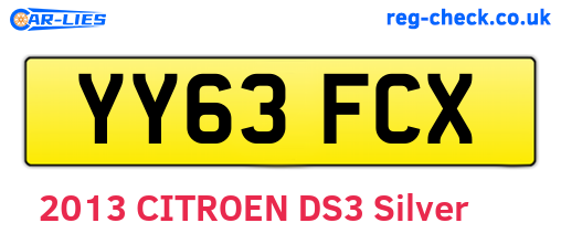 YY63FCX are the vehicle registration plates.