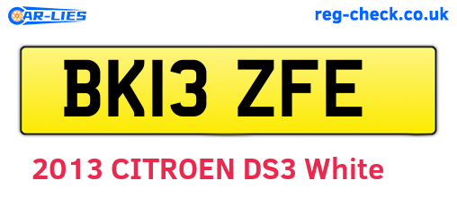 BK13ZFE are the vehicle registration plates.