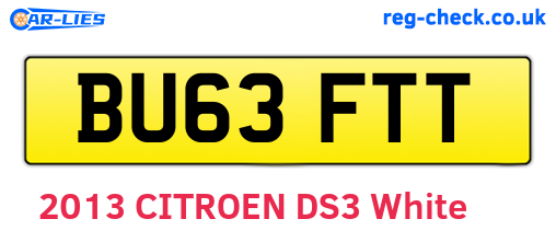 BU63FTT are the vehicle registration plates.
