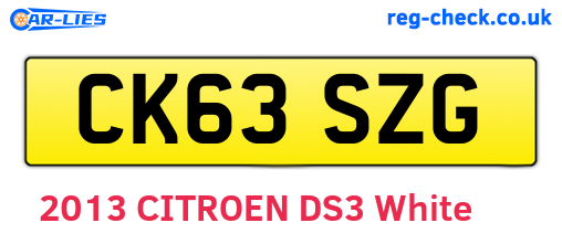 CK63SZG are the vehicle registration plates.