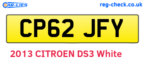 CP62JFY are the vehicle registration plates.