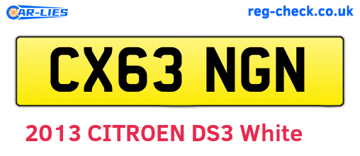 CX63NGN are the vehicle registration plates.