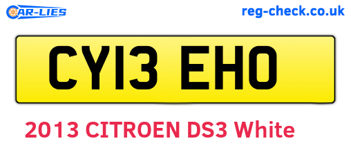 CY13EHO are the vehicle registration plates.