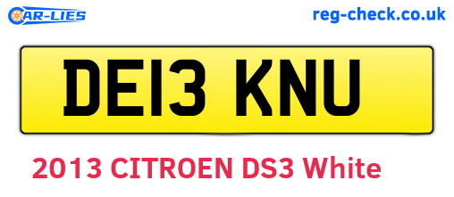 DE13KNU are the vehicle registration plates.