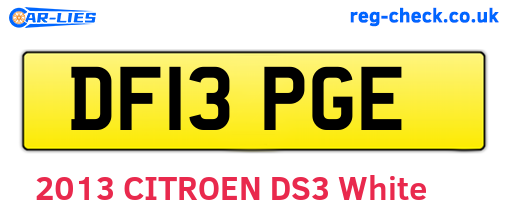 DF13PGE are the vehicle registration plates.