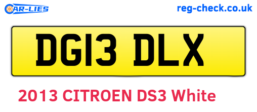 DG13DLX are the vehicle registration plates.