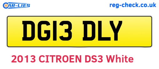 DG13DLY are the vehicle registration plates.
