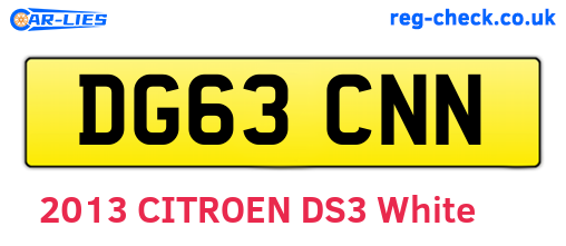 DG63CNN are the vehicle registration plates.