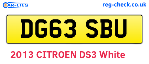 DG63SBU are the vehicle registration plates.