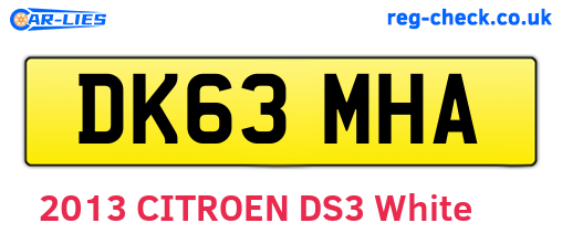 DK63MHA are the vehicle registration plates.