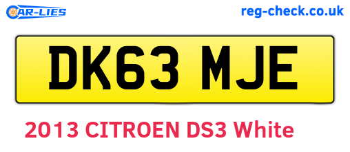 DK63MJE are the vehicle registration plates.