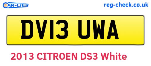 DV13UWA are the vehicle registration plates.
