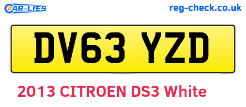 DV63YZD are the vehicle registration plates.