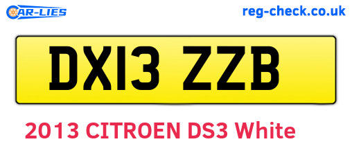 DX13ZZB are the vehicle registration plates.