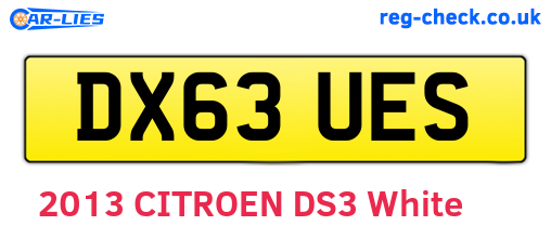 DX63UES are the vehicle registration plates.