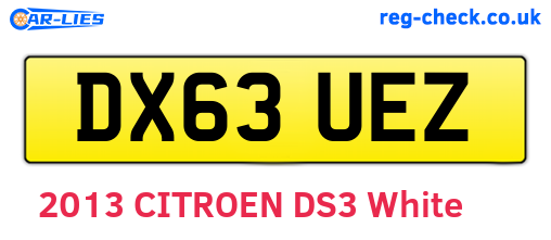 DX63UEZ are the vehicle registration plates.