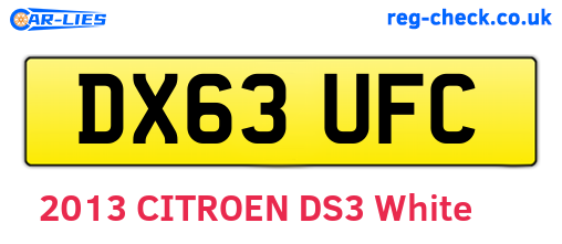 DX63UFC are the vehicle registration plates.