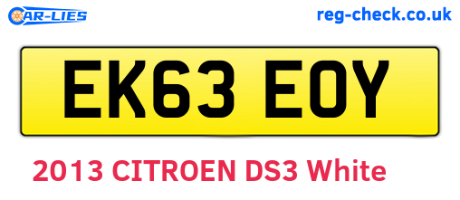 EK63EOY are the vehicle registration plates.