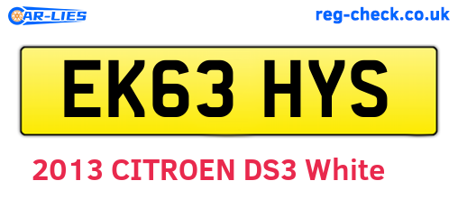 EK63HYS are the vehicle registration plates.