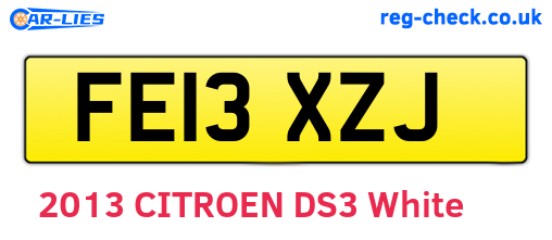 FE13XZJ are the vehicle registration plates.