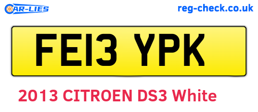 FE13YPK are the vehicle registration plates.