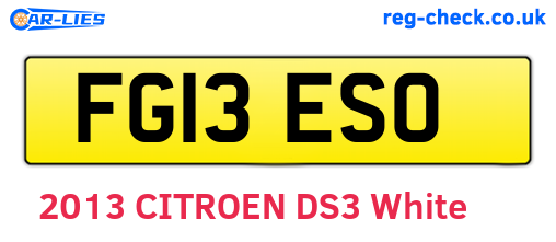 FG13ESO are the vehicle registration plates.