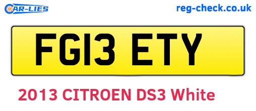 FG13ETY are the vehicle registration plates.