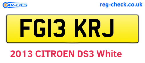 FG13KRJ are the vehicle registration plates.