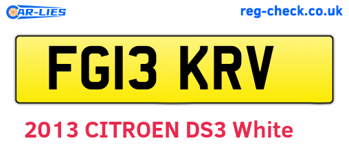 FG13KRV are the vehicle registration plates.