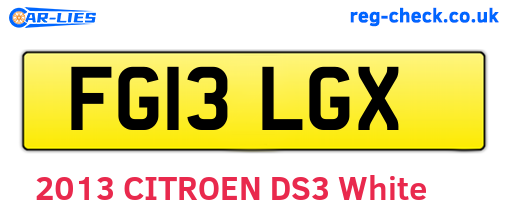 FG13LGX are the vehicle registration plates.