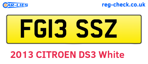 FG13SSZ are the vehicle registration plates.