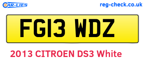 FG13WDZ are the vehicle registration plates.