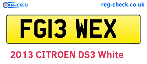FG13WEX are the vehicle registration plates.
