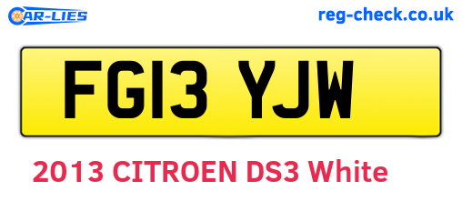 FG13YJW are the vehicle registration plates.
