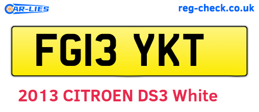 FG13YKT are the vehicle registration plates.