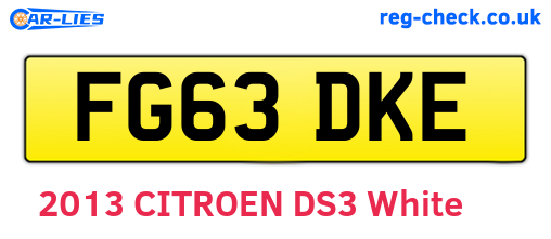 FG63DKE are the vehicle registration plates.