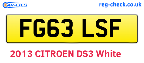 FG63LSF are the vehicle registration plates.
