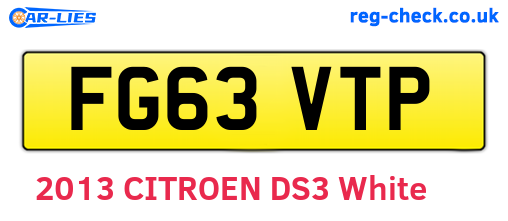 FG63VTP are the vehicle registration plates.