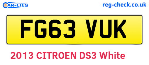 FG63VUK are the vehicle registration plates.