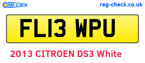 FL13WPU are the vehicle registration plates.