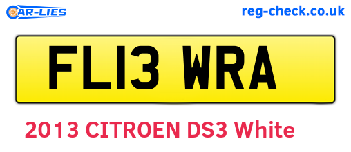 FL13WRA are the vehicle registration plates.