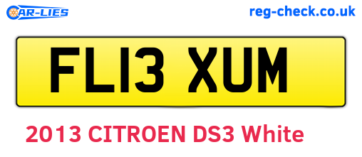 FL13XUM are the vehicle registration plates.