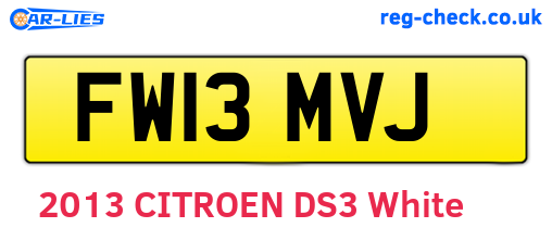 FW13MVJ are the vehicle registration plates.