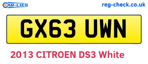 GX63UWN are the vehicle registration plates.