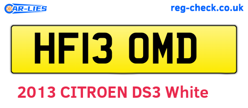 HF13OMD are the vehicle registration plates.